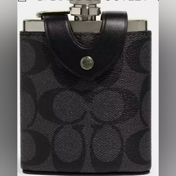 COACH NEW SIGNATURE LEATHER PRINT HIS & HER FLASK NEW IN BAG. - Picture 2 of 12